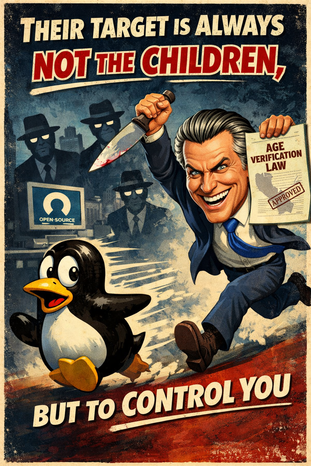 Newsom chasing Tux